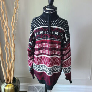 Vintage Columbia sportswear co. men's sweater size L 3/4zip Christmas theme.
